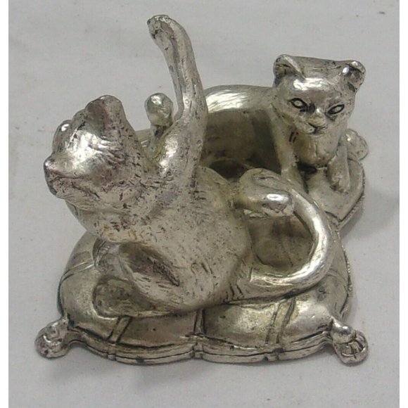 VTG Arthur Court Silver Plated Kitty Cats Kittens Playing Salt & Pepper Shakers - Picture 4 of 8